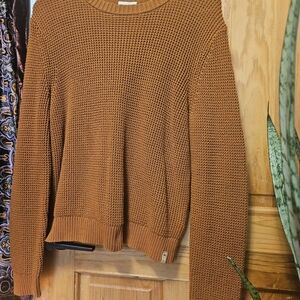 tentree Waffle Crewneck Sweater in Rust Brown